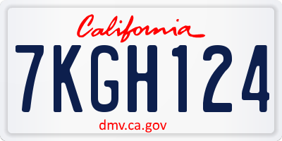 CA license plate 7KGH124