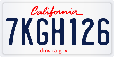 CA license plate 7KGH126