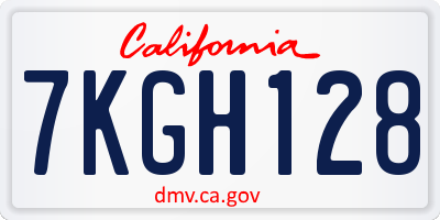 CA license plate 7KGH128
