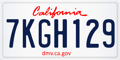 CA license plate 7KGH129