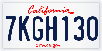 CA license plate 7KGH130