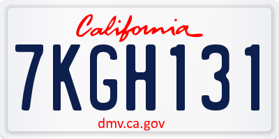 CA license plate 7KGH131