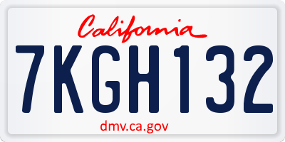 CA license plate 7KGH132