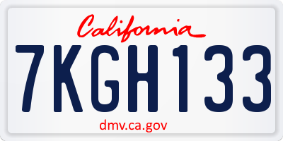 CA license plate 7KGH133