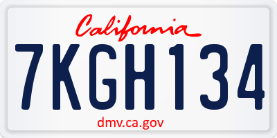 CA license plate 7KGH134