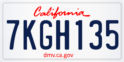 CA license plate 7KGH135