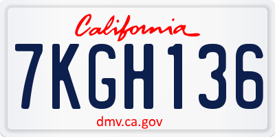 CA license plate 7KGH136