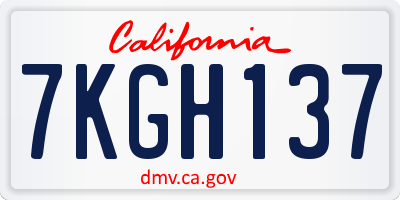 CA license plate 7KGH137
