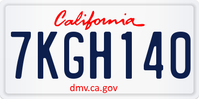CA license plate 7KGH140