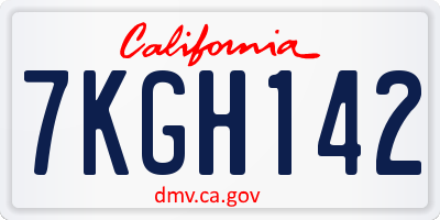 CA license plate 7KGH142