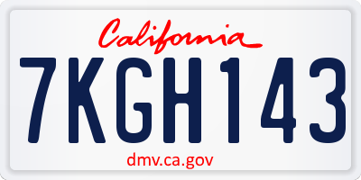 CA license plate 7KGH143