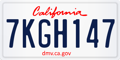 CA license plate 7KGH147
