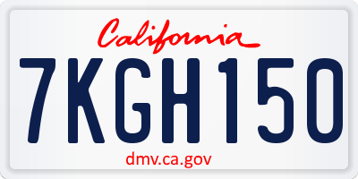 CA license plate 7KGH150
