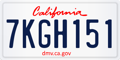 CA license plate 7KGH151
