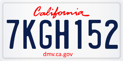 CA license plate 7KGH152