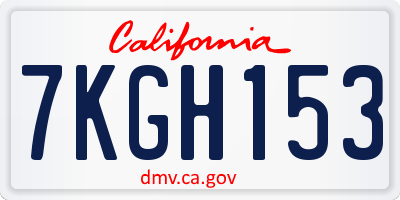 CA license plate 7KGH153