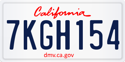 CA license plate 7KGH154