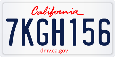 CA license plate 7KGH156
