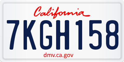 CA license plate 7KGH158