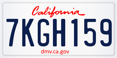 CA license plate 7KGH159