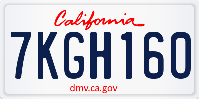 CA license plate 7KGH160