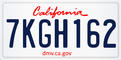 CA license plate 7KGH162