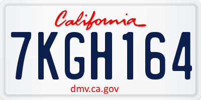 CA license plate 7KGH164