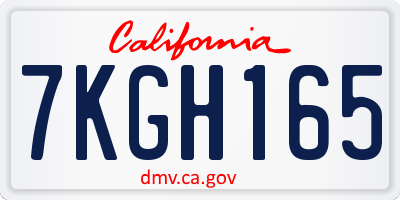 CA license plate 7KGH165