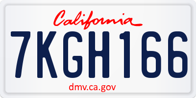 CA license plate 7KGH166