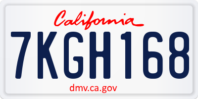 CA license plate 7KGH168