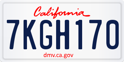 CA license plate 7KGH170