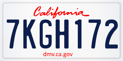 CA license plate 7KGH172