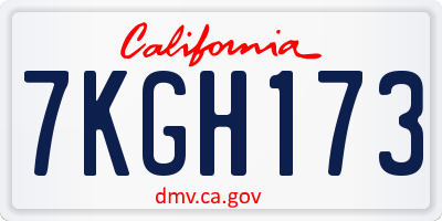 CA license plate 7KGH173