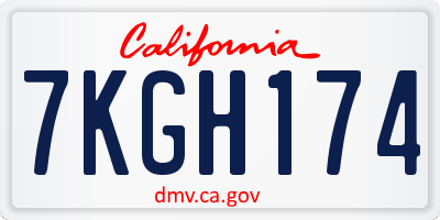 CA license plate 7KGH174