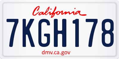 CA license plate 7KGH178