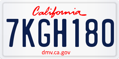 CA license plate 7KGH180