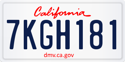 CA license plate 7KGH181