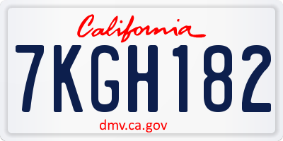 CA license plate 7KGH182