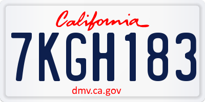 CA license plate 7KGH183