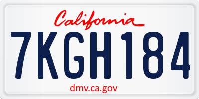 CA license plate 7KGH184