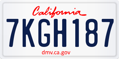 CA license plate 7KGH187