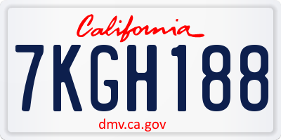 CA license plate 7KGH188