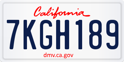 CA license plate 7KGH189