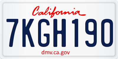 CA license plate 7KGH190