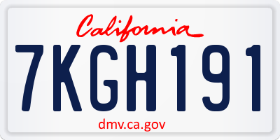 CA license plate 7KGH191