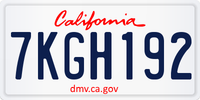 CA license plate 7KGH192