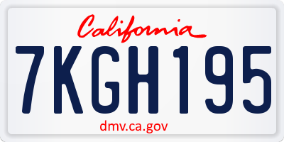 CA license plate 7KGH195