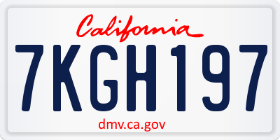 CA license plate 7KGH197