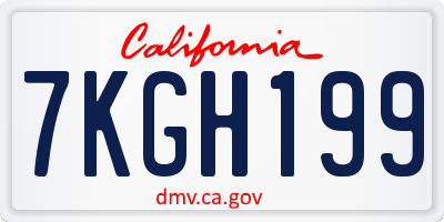 CA license plate 7KGH199