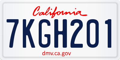CA license plate 7KGH201